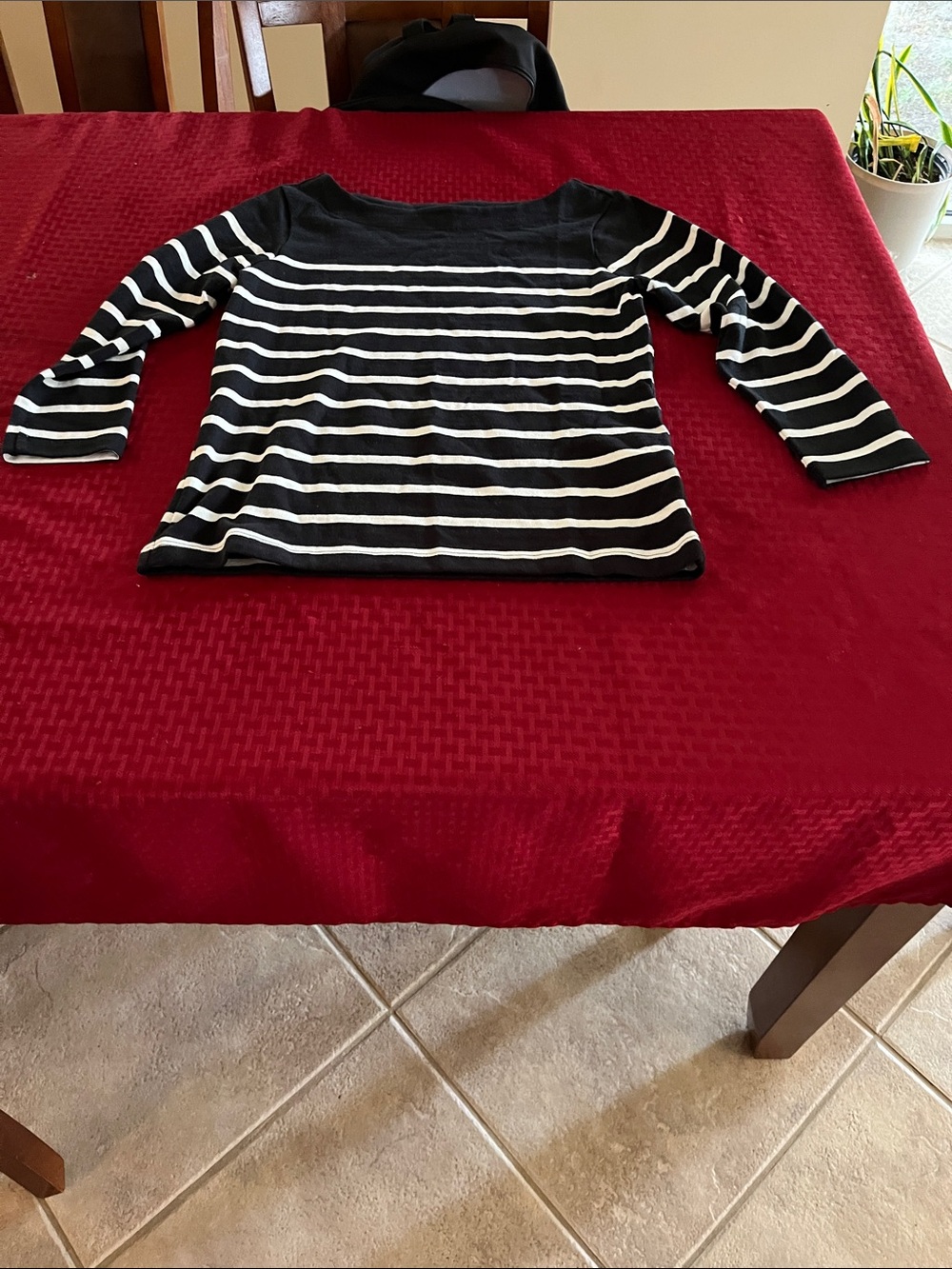 Navy & White Striped knit Boatneck Top